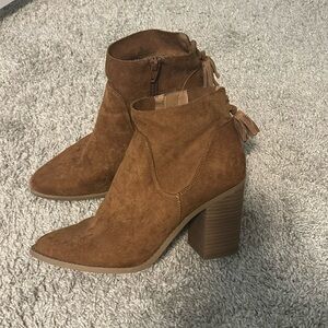 Cognac suede booties size 8